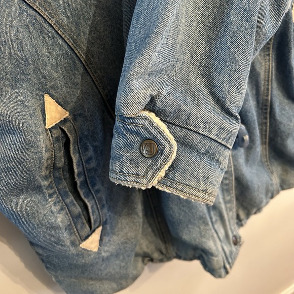 Vintage 80s Andy Johns Sport Western Denim Sherpa Lined Jacket Size Medium - Picture 7 of 14